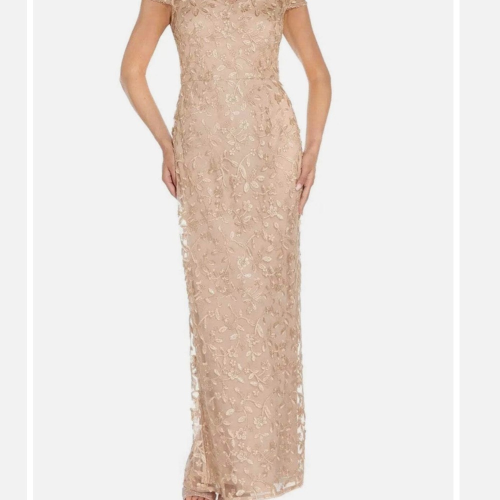 Adrianna papell ivory lace formal maxi dress size 12